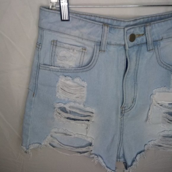 Shein High Waist Distressed Denim Shorts Medium - Picture 5 of 5